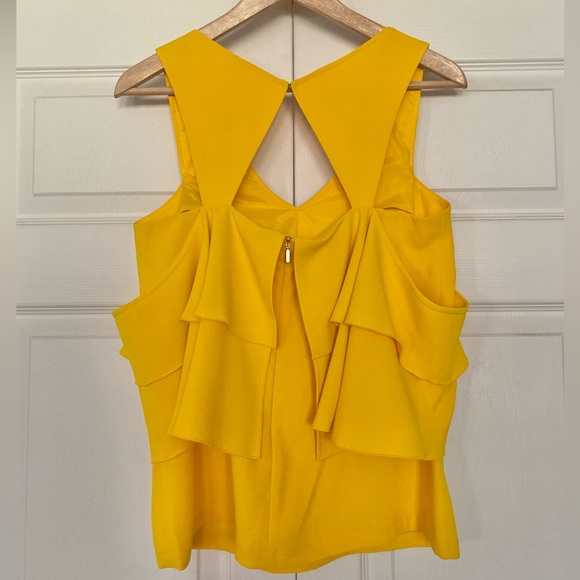 {Trina Turk} Sebastapol Ruffle Cold Shoulder Top in Yellow - Women's Small - Picture 6 of 8
